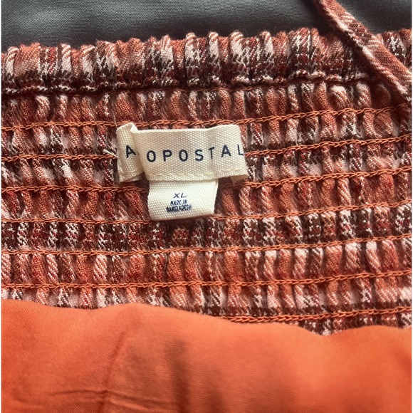Aeropostale Orange/Peach Plaid Dress, Size: L-XL - Picture 4 of 4